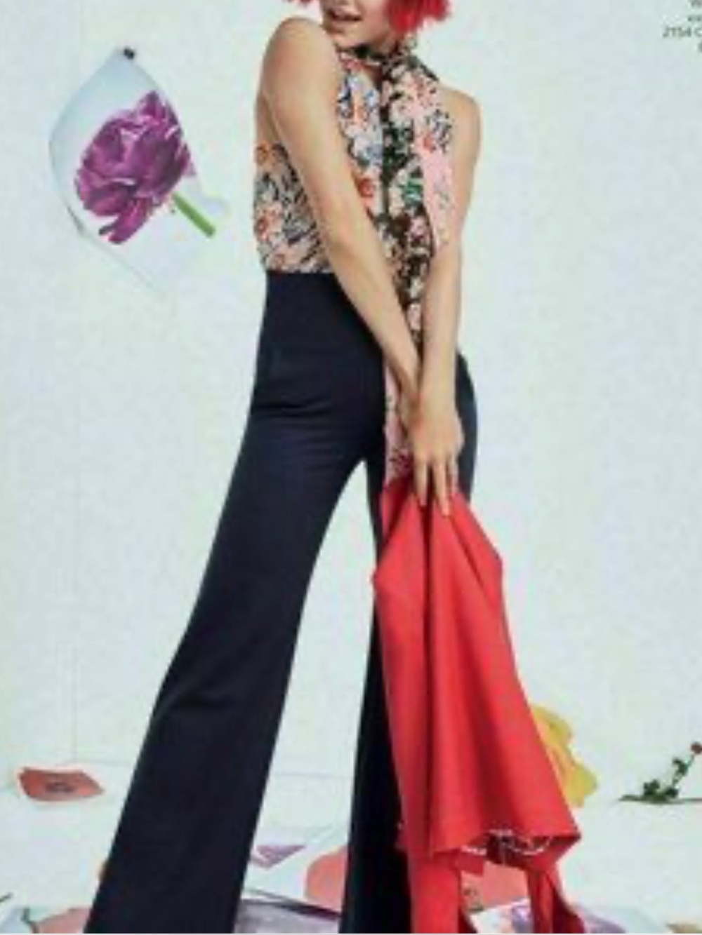 Cabi Chance 5501 High Waist Wide Leg Trousers Navy Stretch Ponte Knit Y7